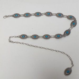 Silver-Tone Turquoise Concho Waist Belt